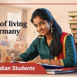 An Indian student holding an acceptance letter from a German university, smiling with excitement.