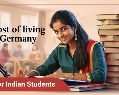 An Indian student holding an acceptance letter from a German university, smiling with excitement.