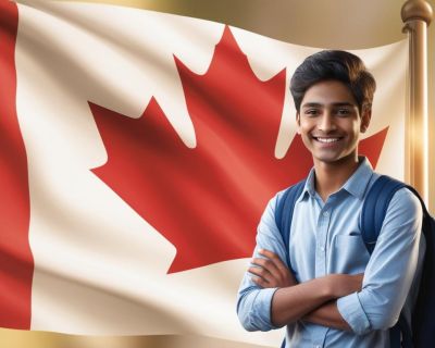 indian student image with canada flag bg __Canada’s 2024 Study Permit Issues_ What Indian Students Need