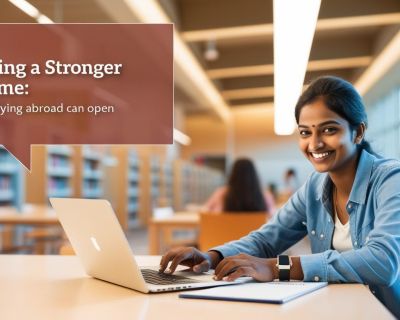 indian student with title Building a Stronger Resume_ How Studying Abroad Can Open Doors