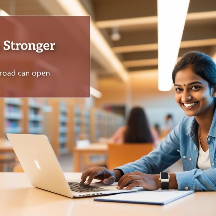 indian student with title Building a Stronger Resume_ How Studying Abroad Can Open Doors