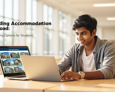 indian student with title Finding Accommodation Abroad_ Housing Options for Students