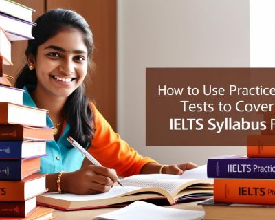 indian student with title How to Use Practice Tests to Cover the IELTS Syllabus Faster__