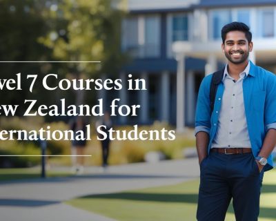 real indian student image with write title Level 7 Courses in New Zealand for International Students_______