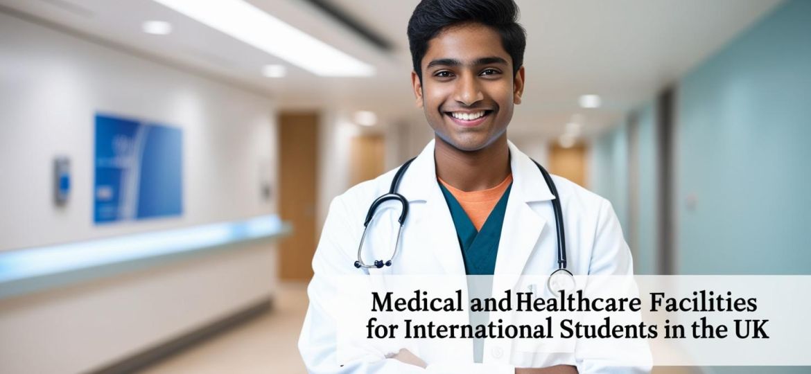 real indian student image with write title Medical and Healthcare Facilities for International Students in the UK____