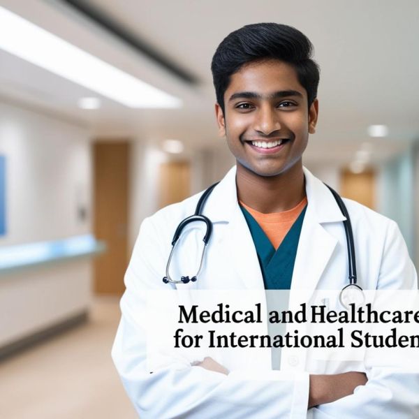 real indian student image with write title Medical and Healthcare Facilities for International Students in the UK____