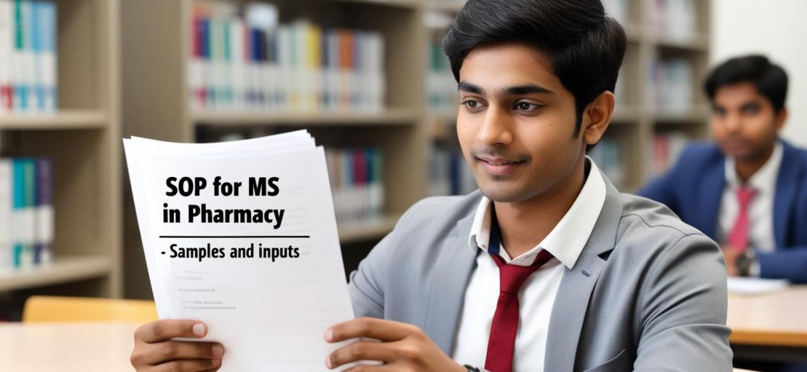 real indian student image with write title SOP for MS in Pharmacy – Samples and Inputs____