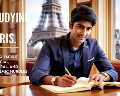 real indian student image with write title Studying in Paris_ How to Tackle Financial, Cultural, and Academic Hurdles__