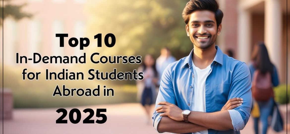 real indian student image with write title Top 10 In-Demand Courses for Indian Students Abroad in 2025_______