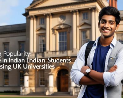 related indian student image with write title Rising Popularity_ Surge in Indian Students Choosing UK Universities______