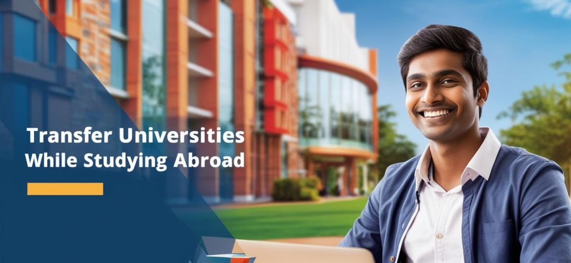 Indian student image with title Transfer Universities While Studying Abroad_____