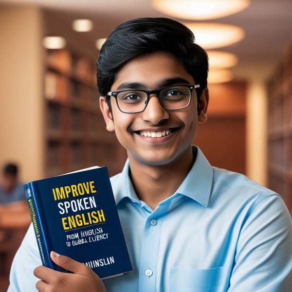 _indian student with title Improve Spoken English_ From Hinglish to Global Fluency________
