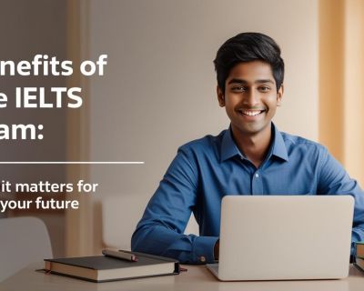 real indian student image with write title Benefits of the IELTS Exam_ Why It Matters for Your Future__